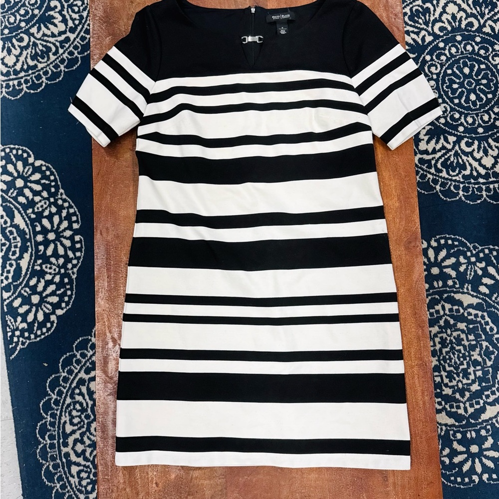 White House Black Market Striped Dress Sheath Short Sleeve‎ Women’s Size 12